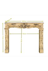 Vintage French Country Style Limestone Fireplace Surround