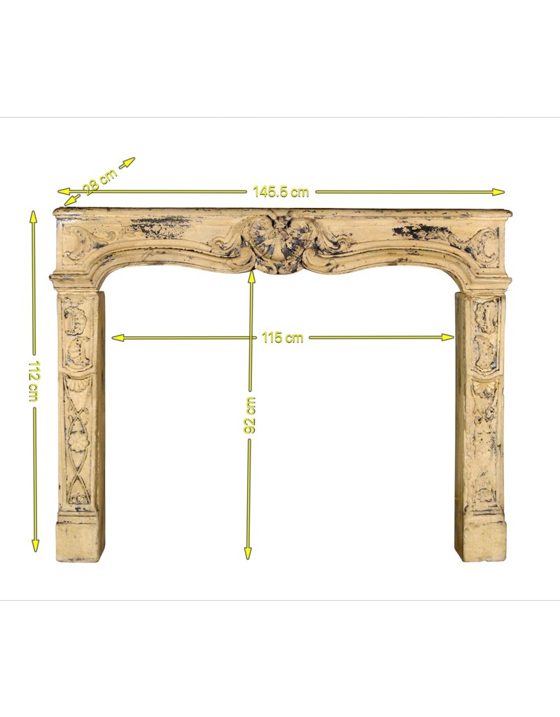 Maison Leon Van den Bogaert Französische Vintage-Kaminumrandung aus Kalkstein im Landhausstil