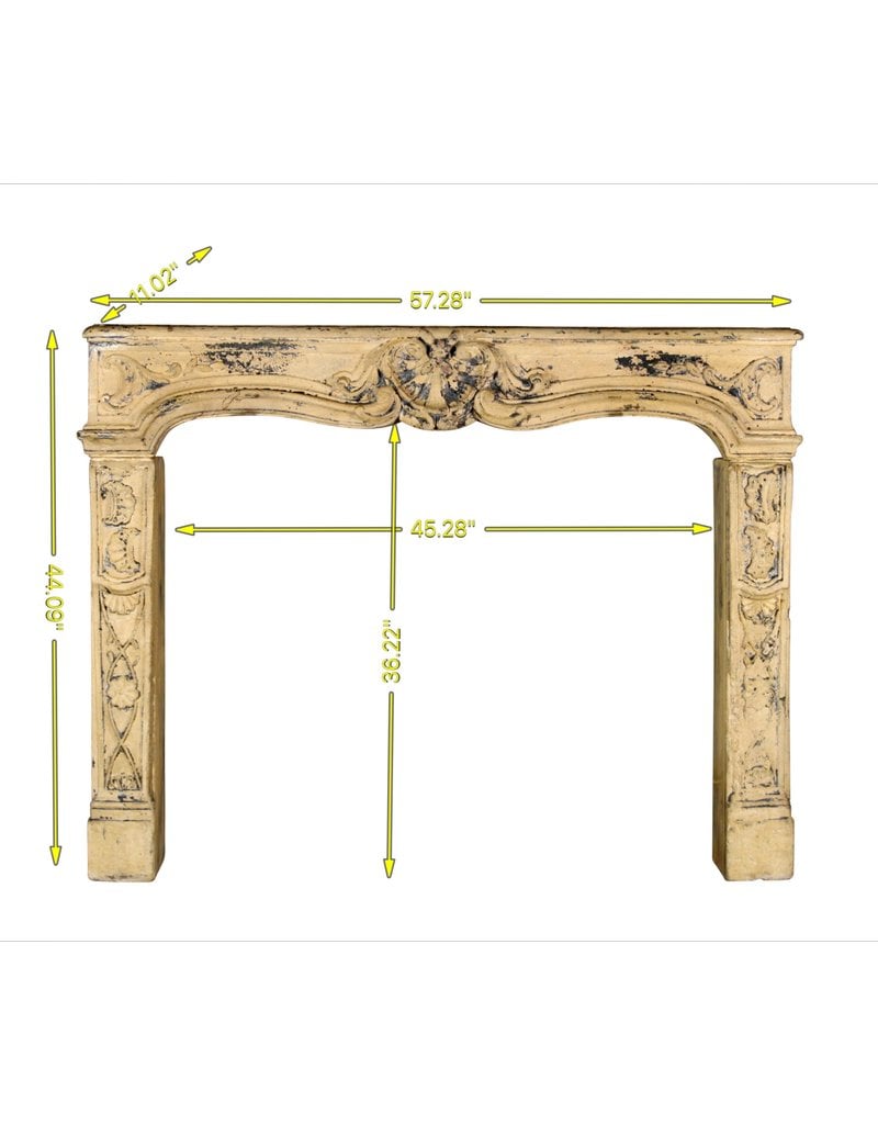 Vintage French Country Style Limestone Fireplace Surround