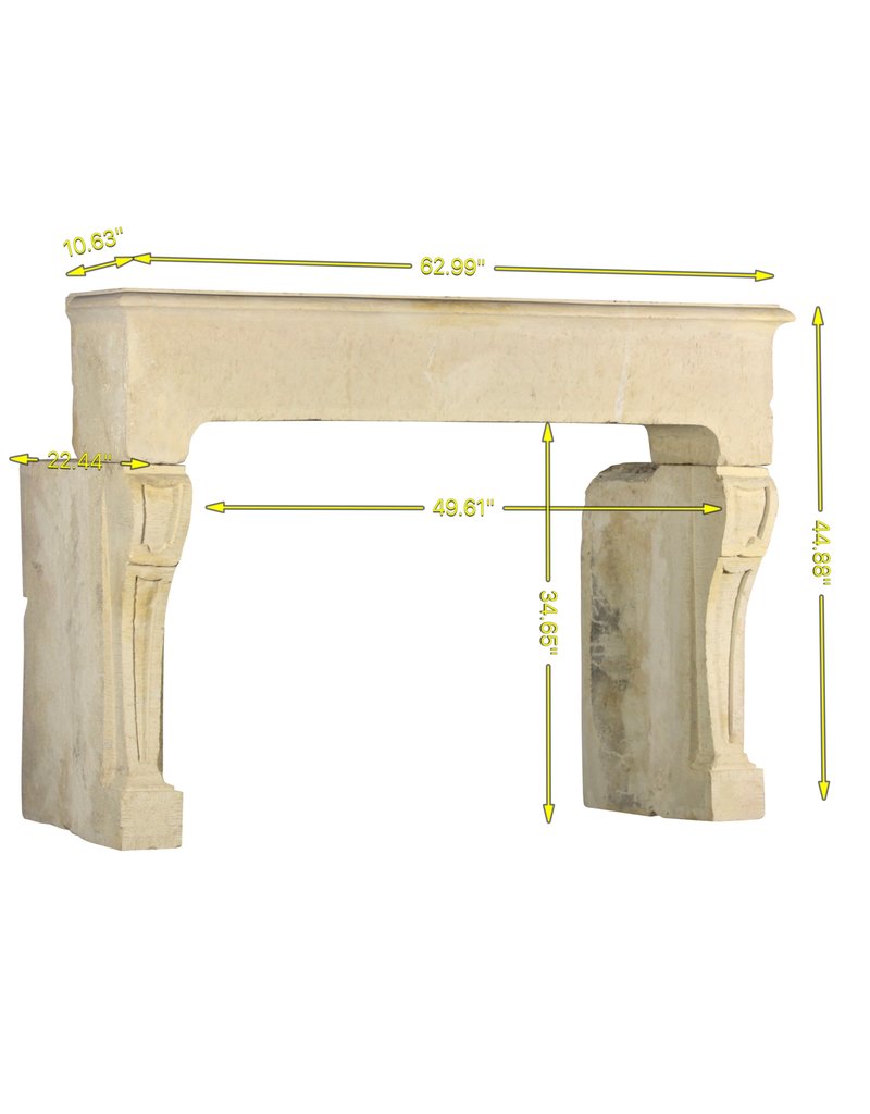 Antique French Country Style Limestone Fireplace Surround