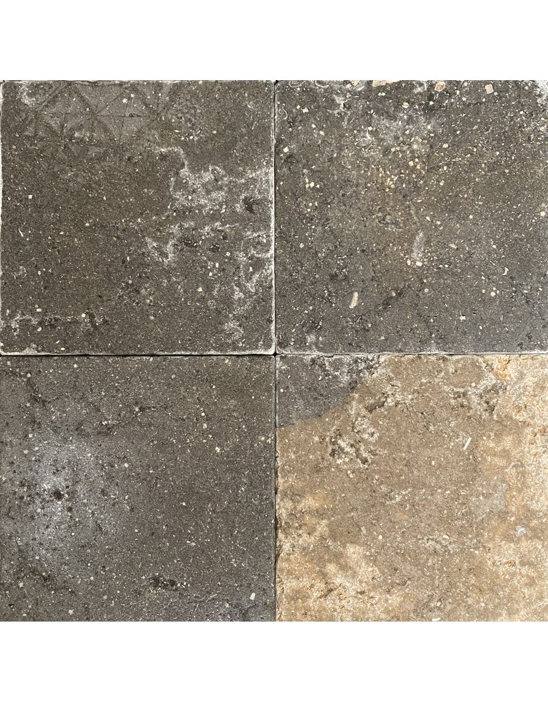 Original French Bicolor Limestone Floor