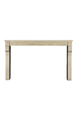 Wide French Vintage Limestone Fireplace Surround