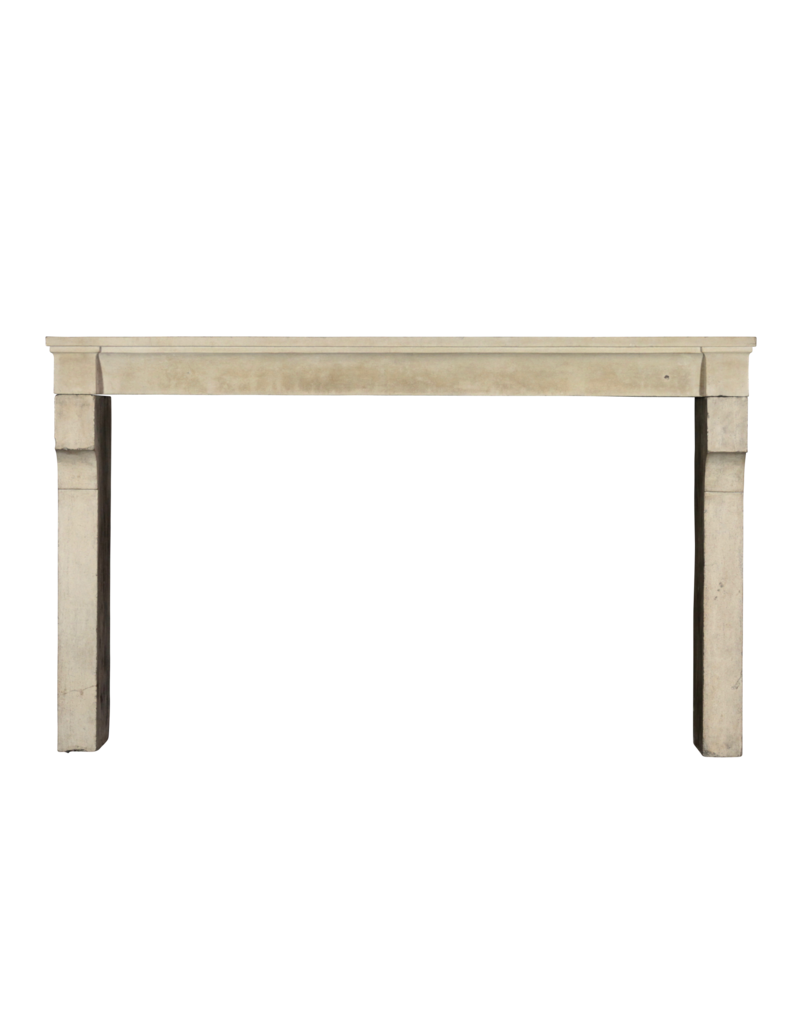 Wide French Vintage Limestone Fireplace Surround