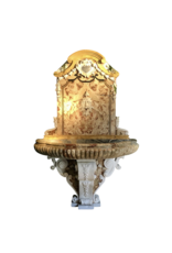 Pair of Monumental Sarrancolin Marble Wall Fountain