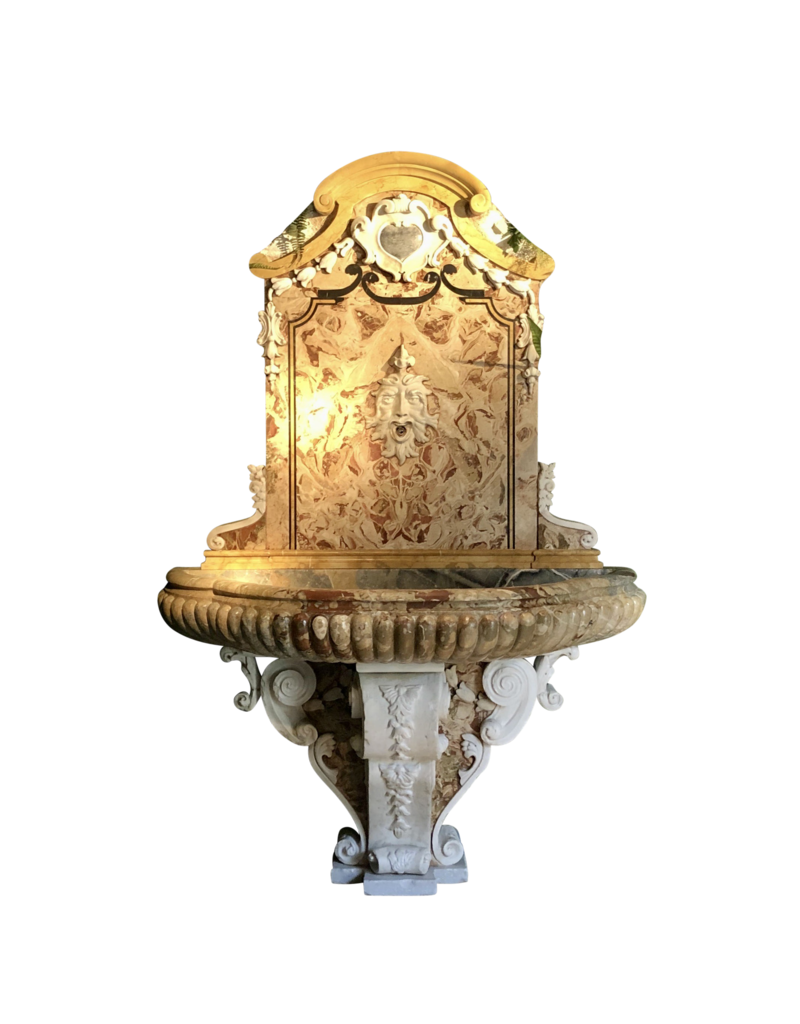 Maison Leon Van den Bogaert Pair of Monumental Sarrancolin Marble Wall Fountain