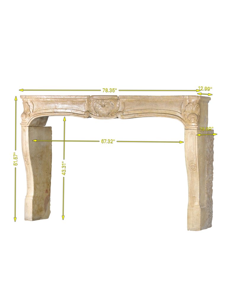 Large Antique Limestone Fireplace Mantle