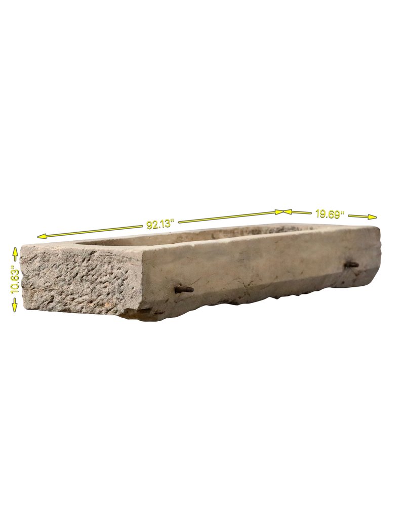 Franse Oud Voederbak Fragment In Kalksteen