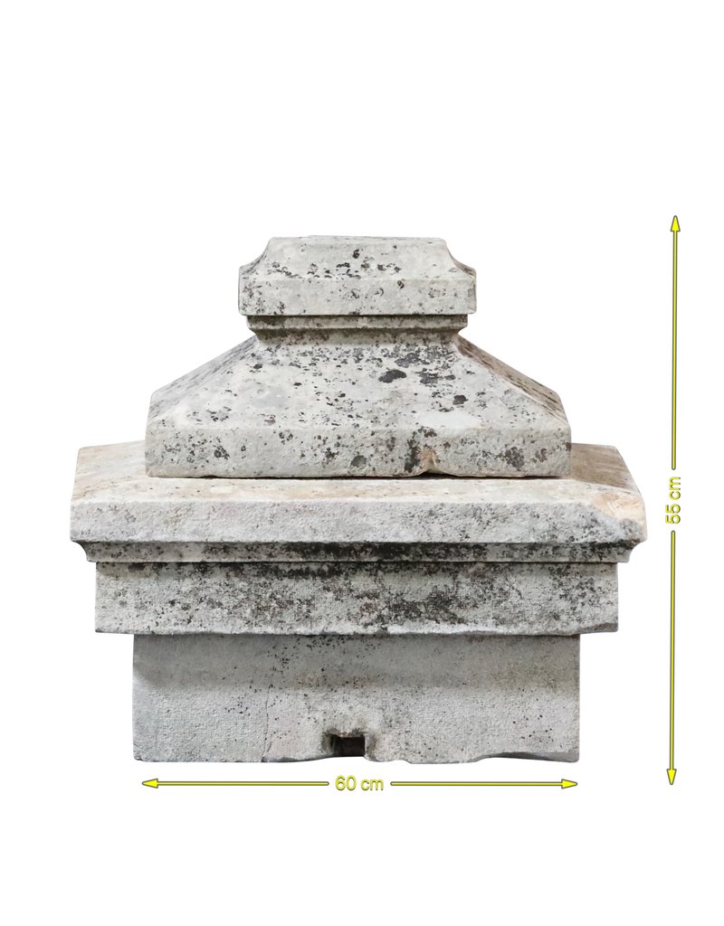 A Pair Limestone Column Top Stones