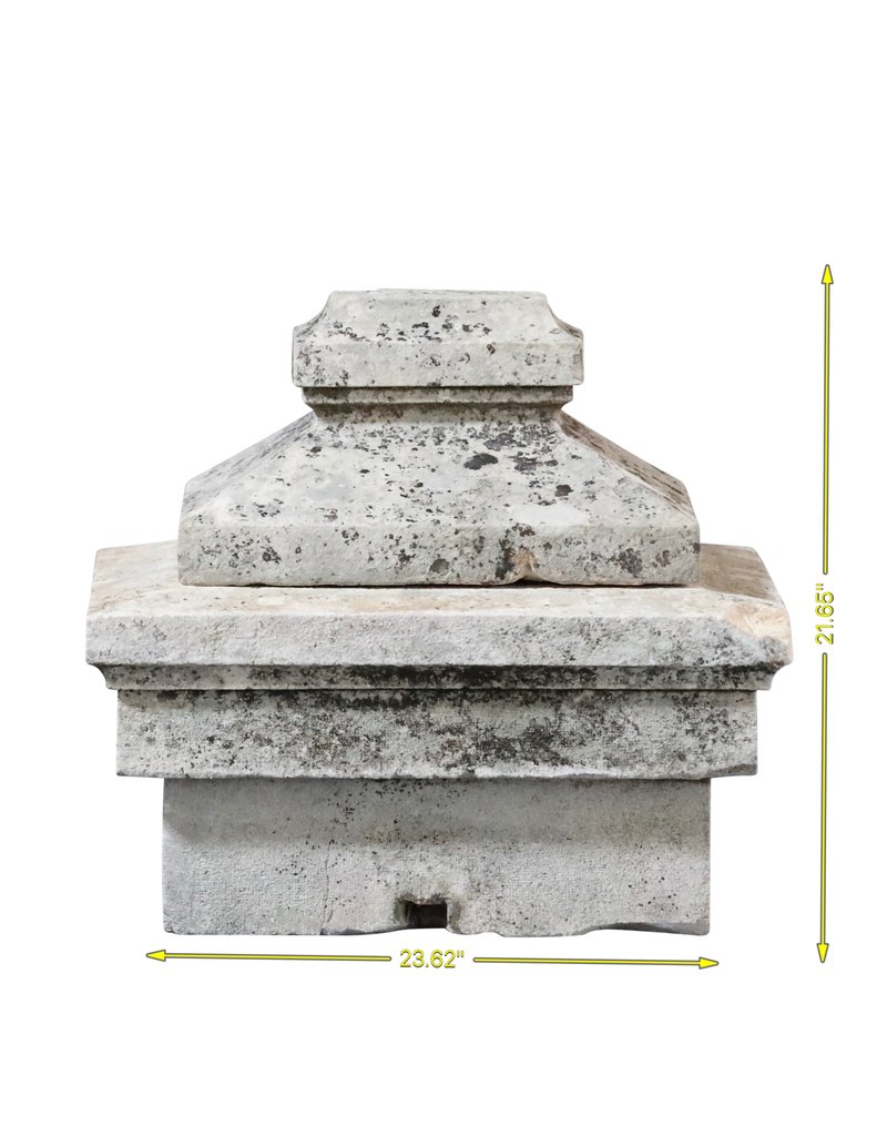 A Pair Limestone Column Top Stones