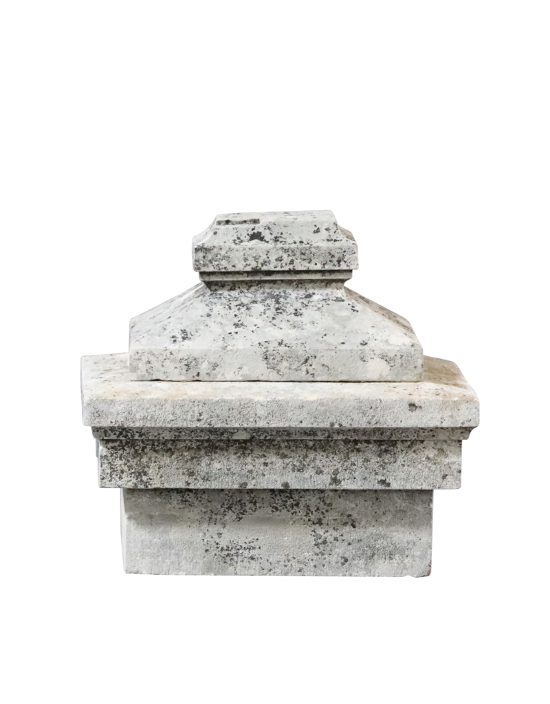 A Pair Limestone Column Top Stones