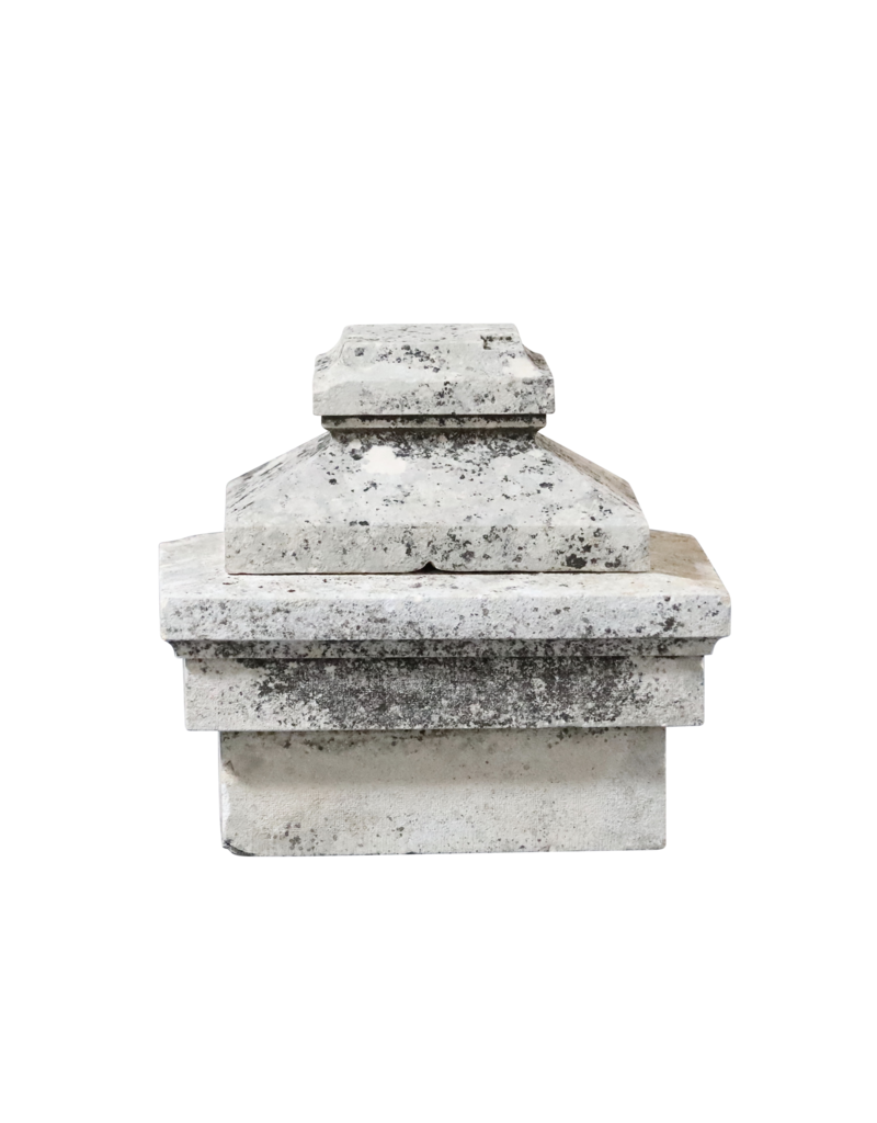 A Pair Limestone Column Top Stones