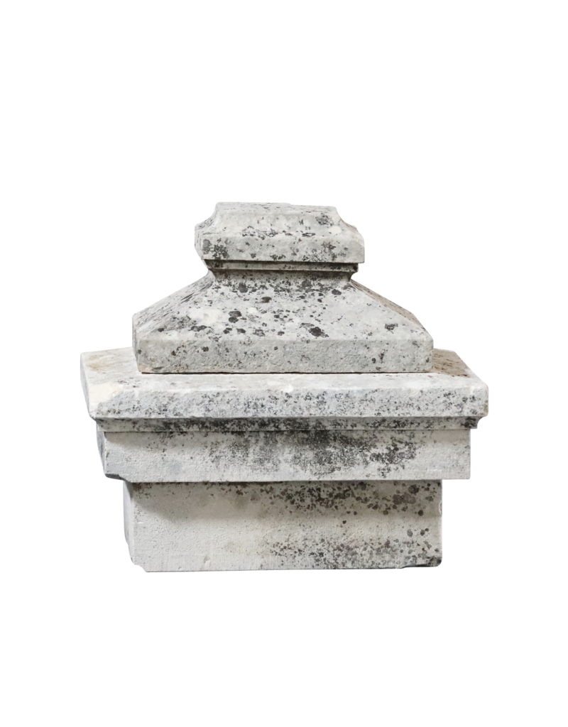 A Pair Limestone Column Top Stones