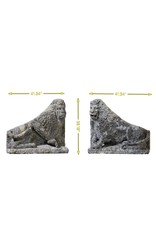 Antiguo Par De Leones De Piedra Caliza - The Antique Fireplace Bank