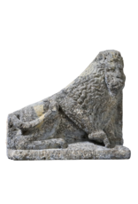 Antiguo Par De Leones De Piedra Caliza