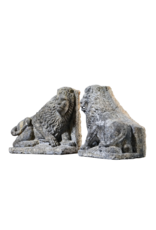 Maison Leon Van den Bogaert Antiguo Par De Leones De Piedra Caliza