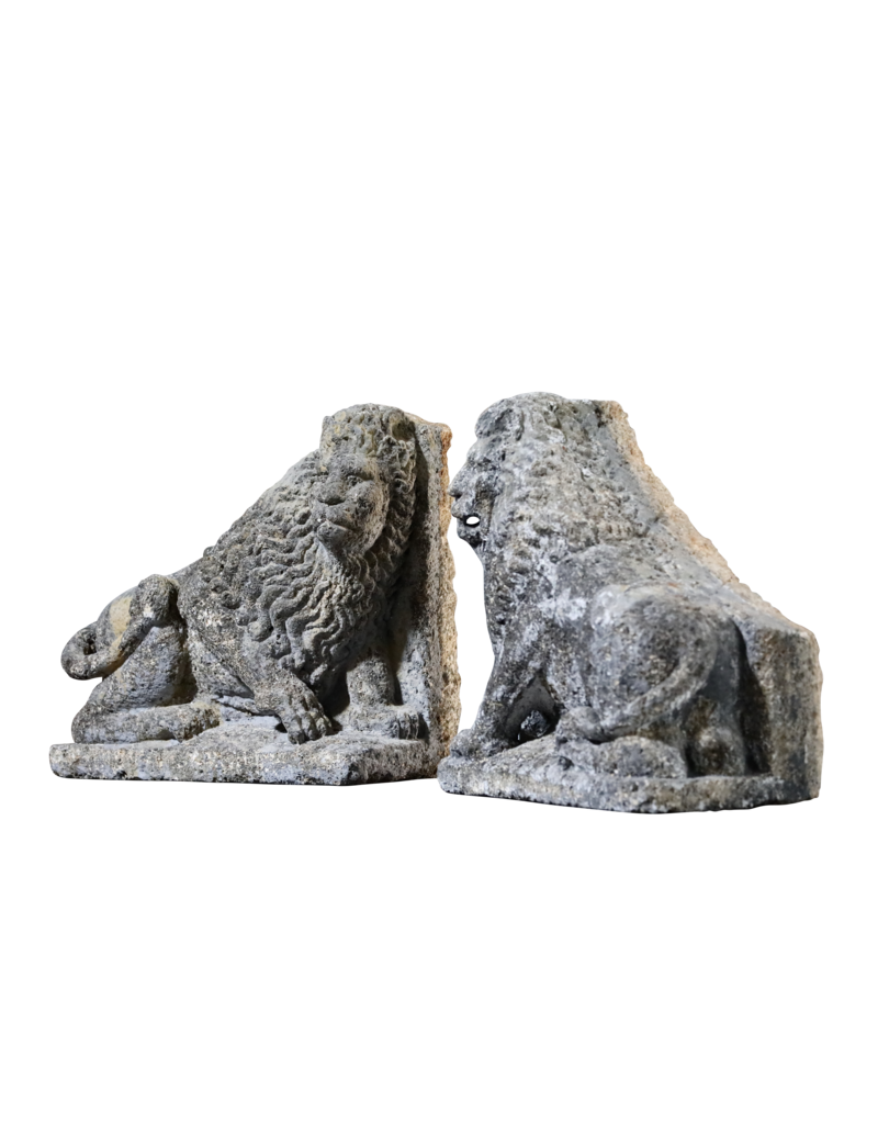 The Antique Fireplace Bank Antique Pair Of Limestone Lions