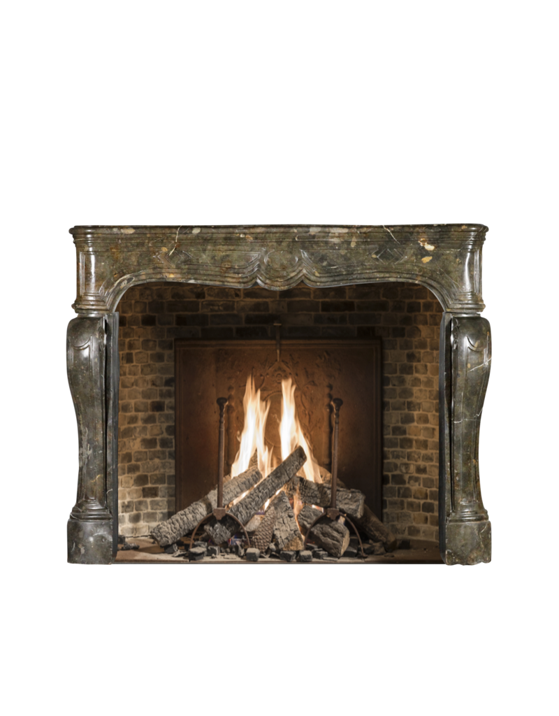 17Th Century Chique French Antique Fireplace Surround In Dark Fossil Stone