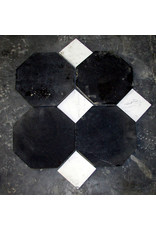 Octagonal Antique Black Belgian Marble Dalles