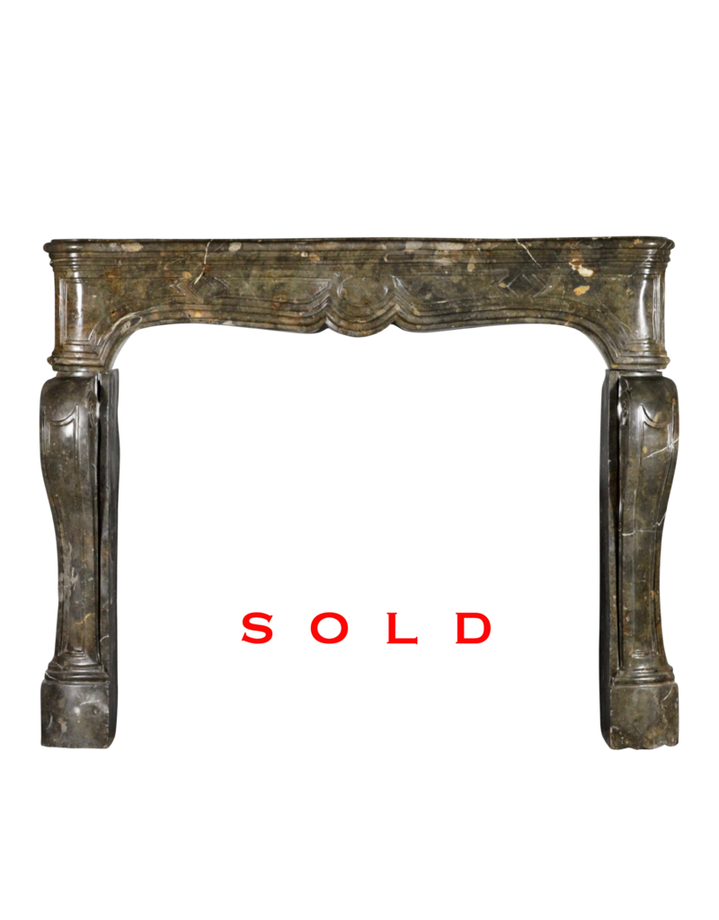 17Th Century Chique French Antique Fireplace Surround In Dark Fossil Stone