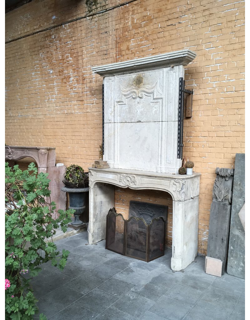 Classic Vintage Fireplace Surround In Limestone With Upper Mantle