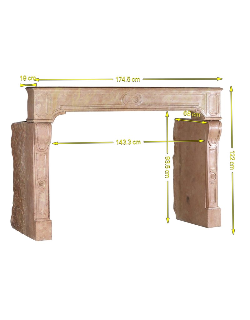 18th Jahrhundert Rose Liseron Marmor Stein Kamin Verkleidung