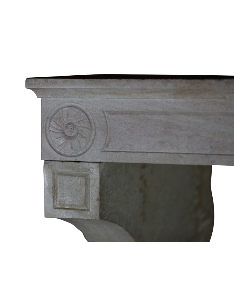 Unusual High French 19th Century Limestone Fireplace Surround