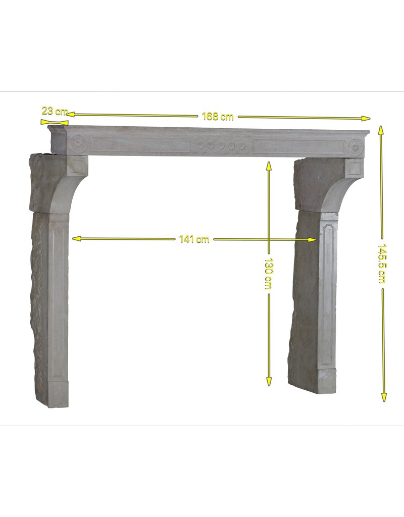 Unusual High French 19th Century Limestone Fireplace Surround