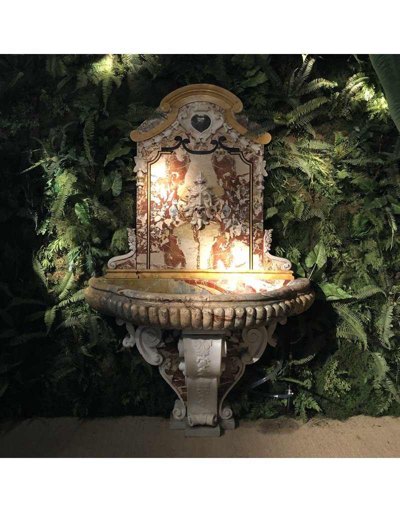 Maison Leon Van den Bogaert Pair of Monumental Sarrancolin Marble Wall Fountain
