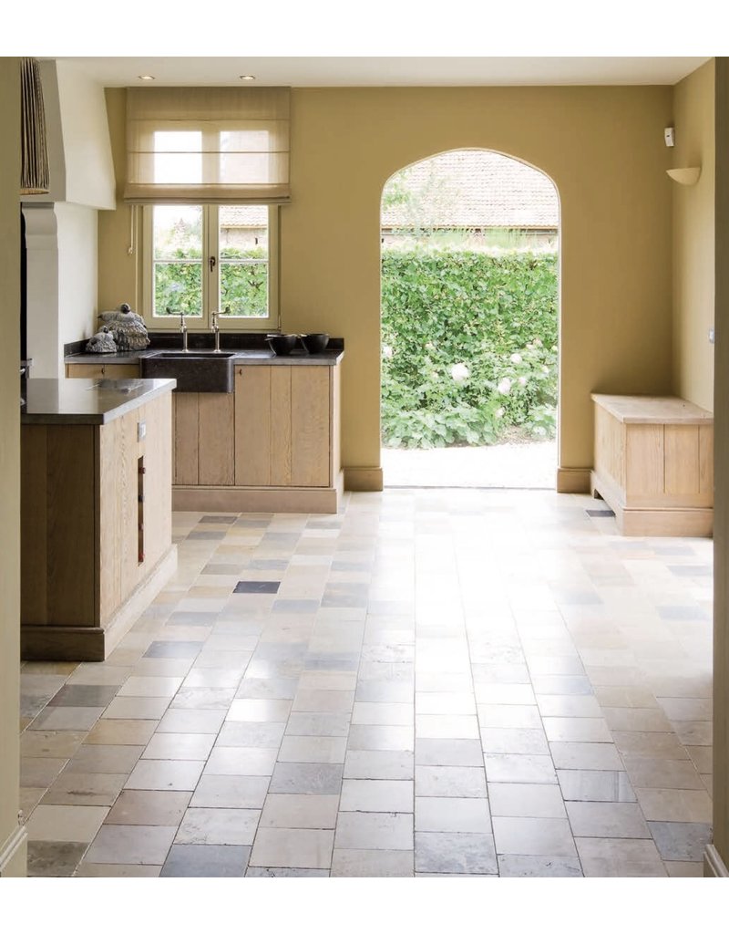 Original French Bicolor Hard Limestone Floor