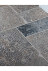 180 Square Meter Reclaimed French Antique Grey Limestone Fossil Dalles