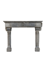 Strong Feudal Antique Fireplace Surround In Hard Limestone