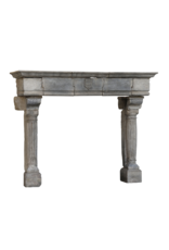 Strong Feudal Antique Fireplace Surround In Hard Limestone