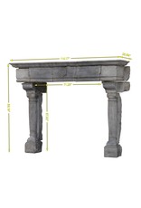 Strong Feudal Antique Fireplace Surround In Hard Limestone