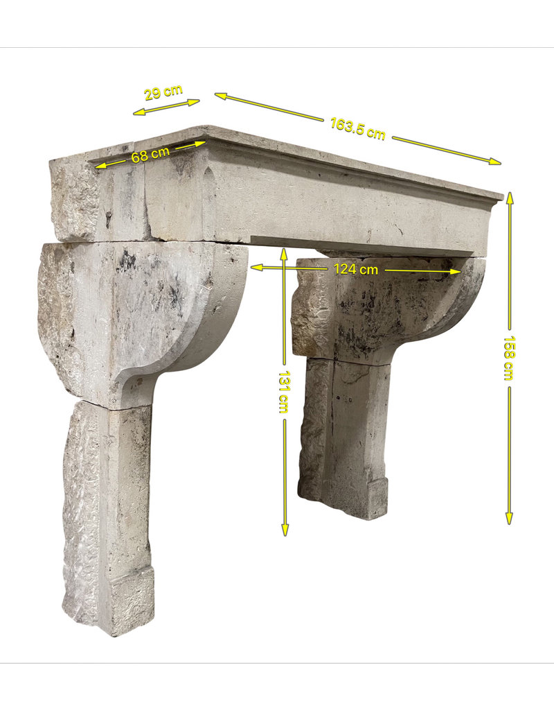 Marco De Chimenea De Piedra Caliza Vintage De Estilo Luis Xiii