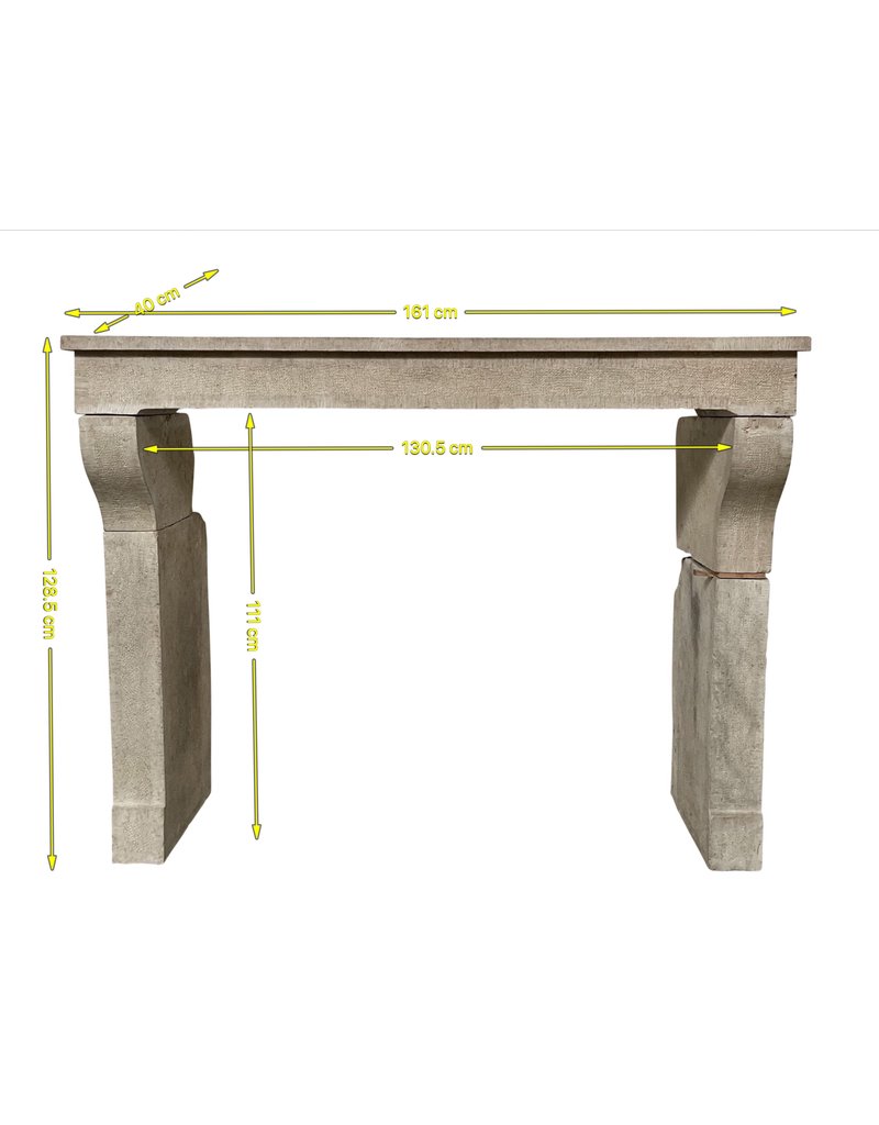 Elegant French Limestone Fireplace Mantel