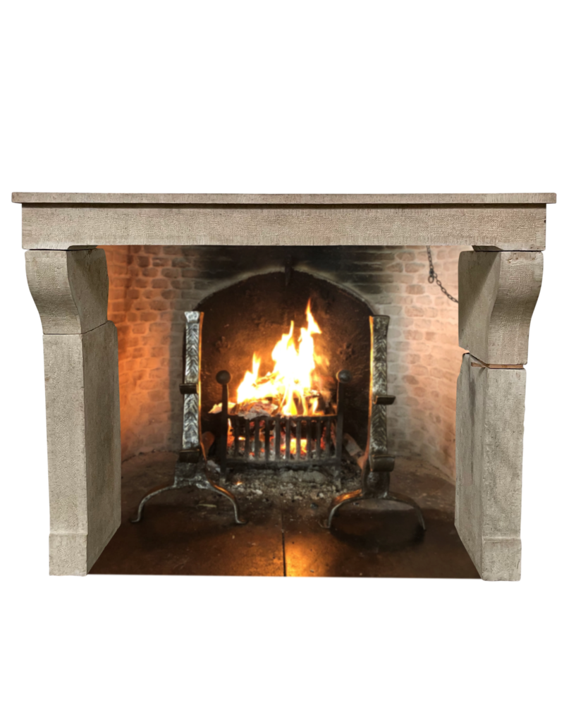 Elegant French Limestone Fireplace Mantel