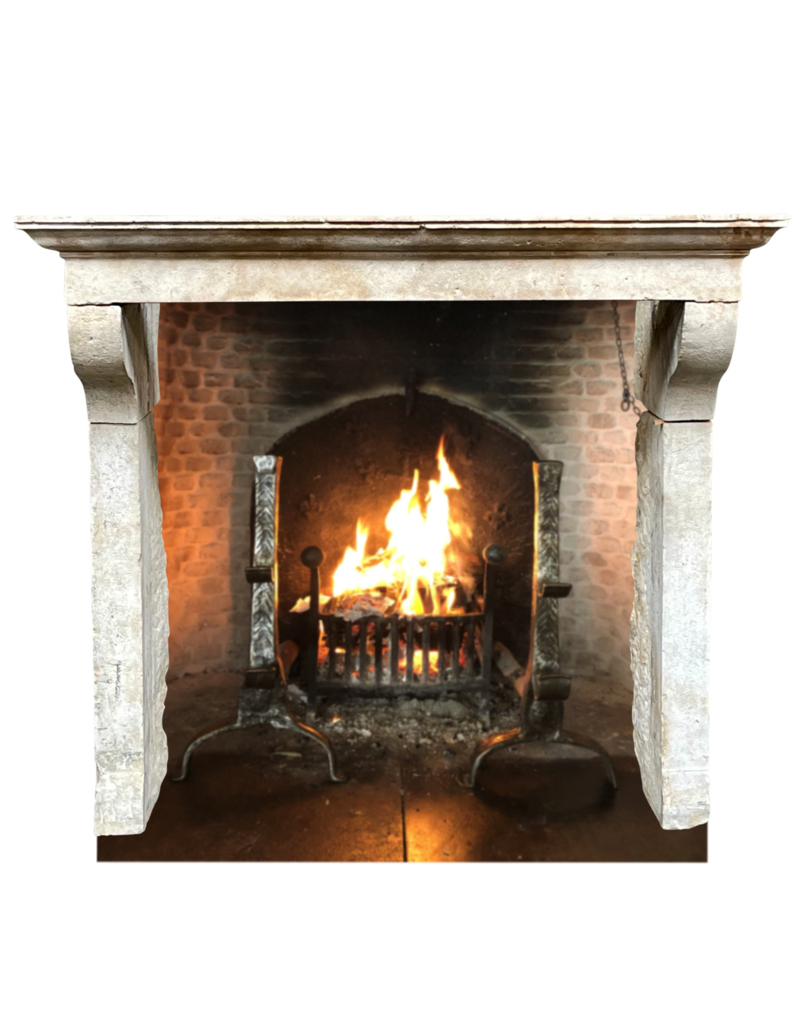 Antique French Fireplace In Limestone