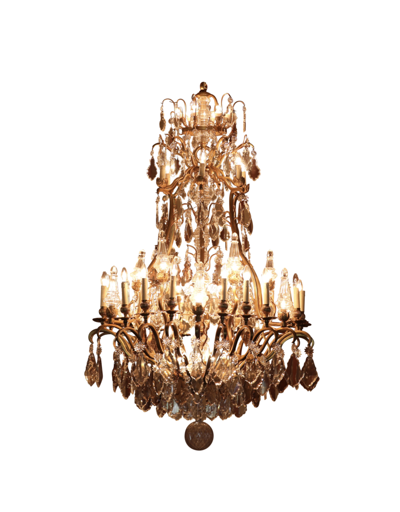 Maison Leon Van den Bogaert Grand Lustre En Cristal Bicolore
