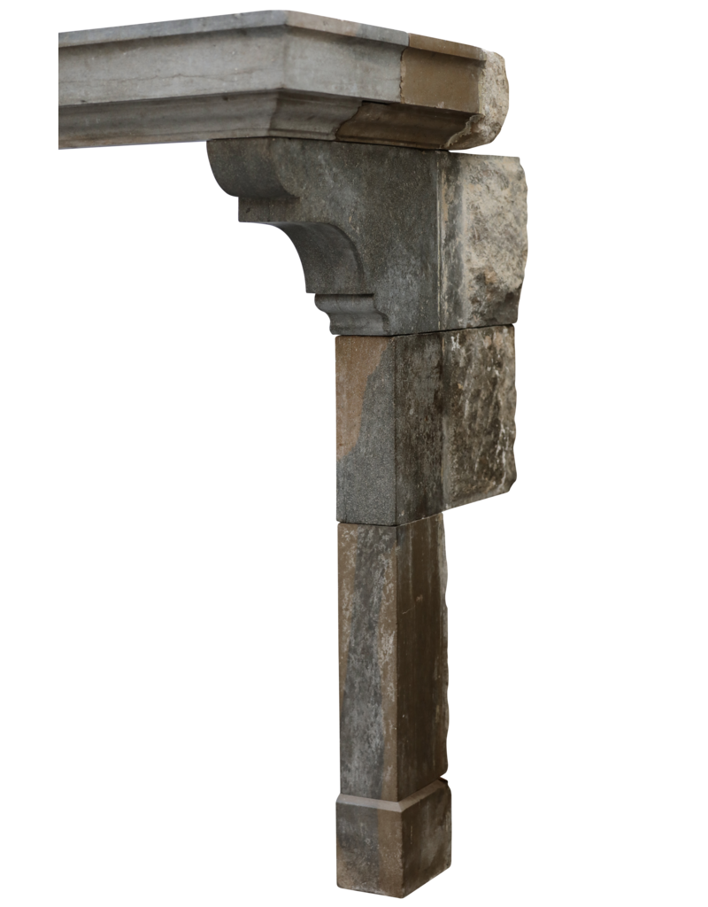 Grand And Elegant Bicolor Antique Stone Fireplace