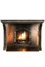 Grand And Elegant Bicolor Antique Stone Fireplace