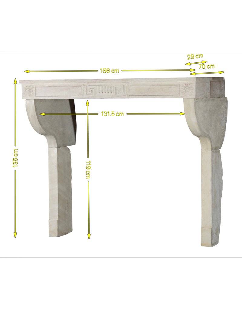 Elegant Grand White Limestone Fireplace