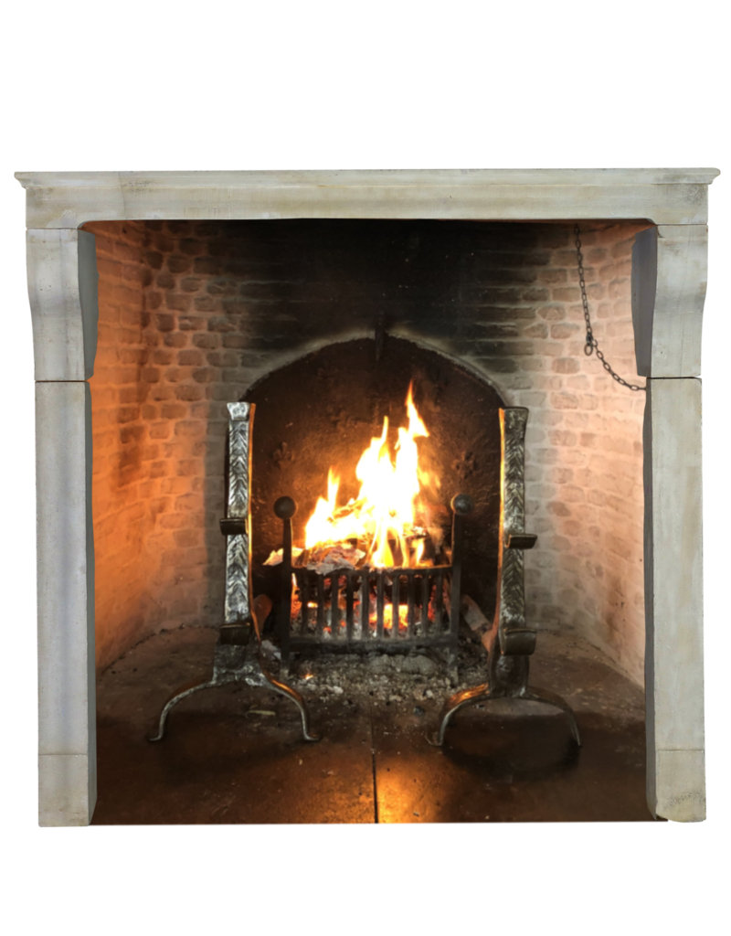 Elegant Grand White Limestone Fireplace