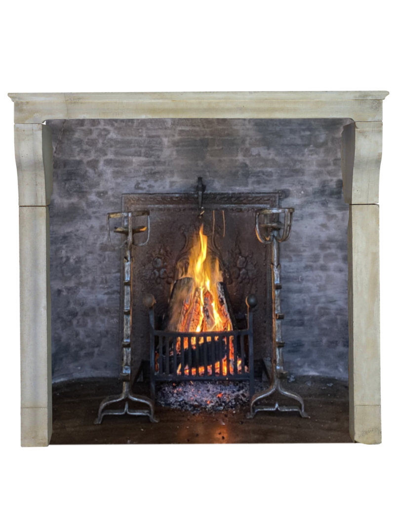 Elegant Grand White Limestone Fireplace