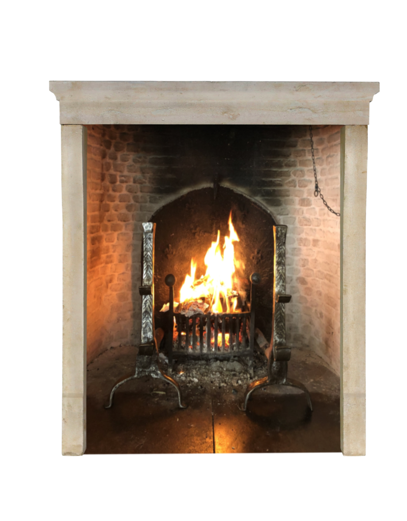 Elegante Entorno De Chimenea De Piedra Caliza Francesa