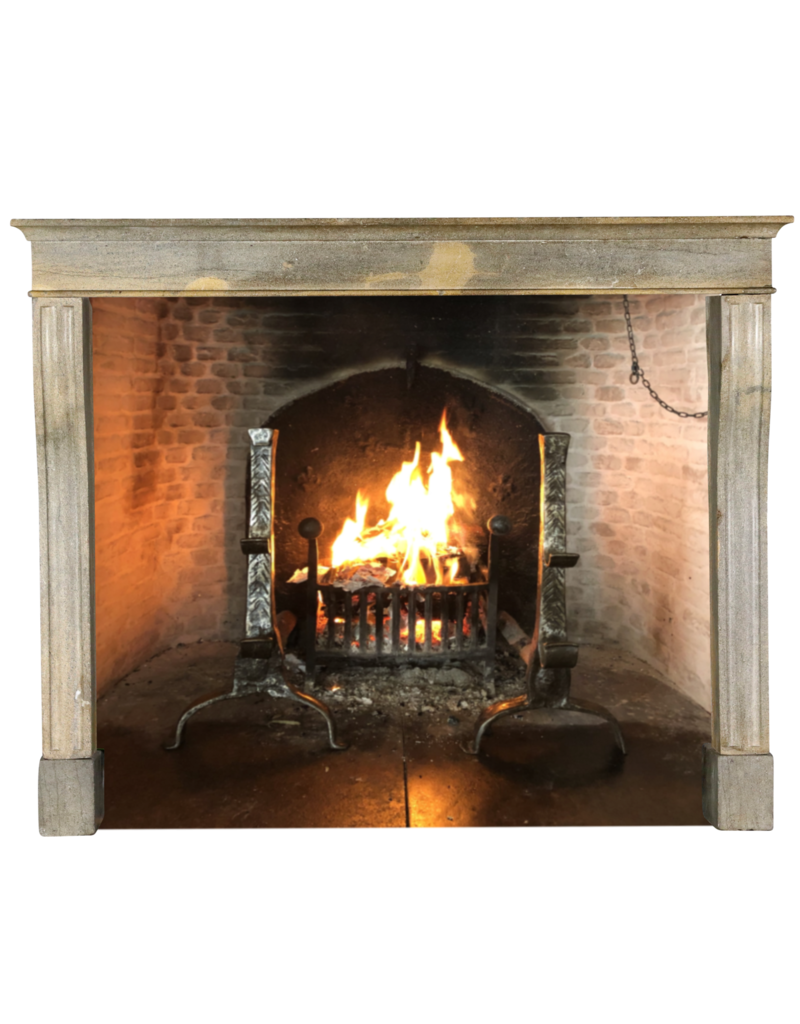 Grand Bicolor French Limestone Fireplace