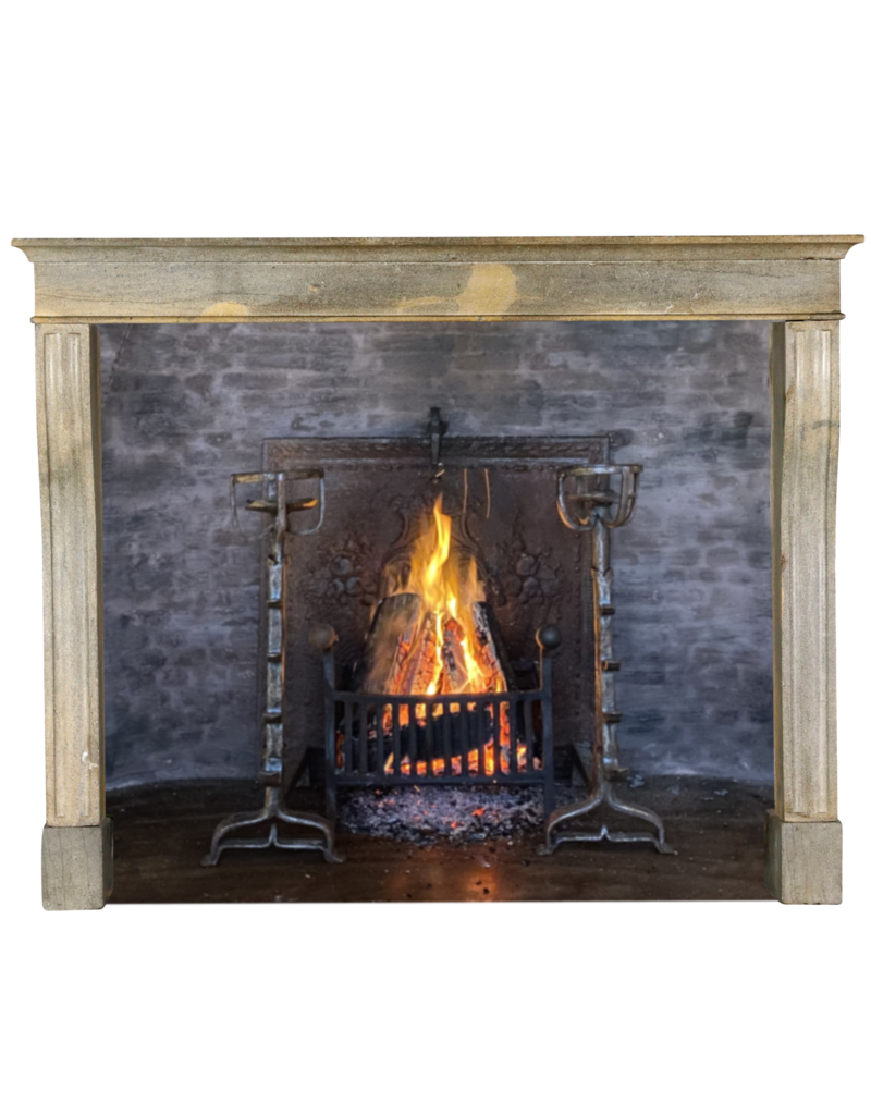 Grand Bicolor French Limestone Fireplace