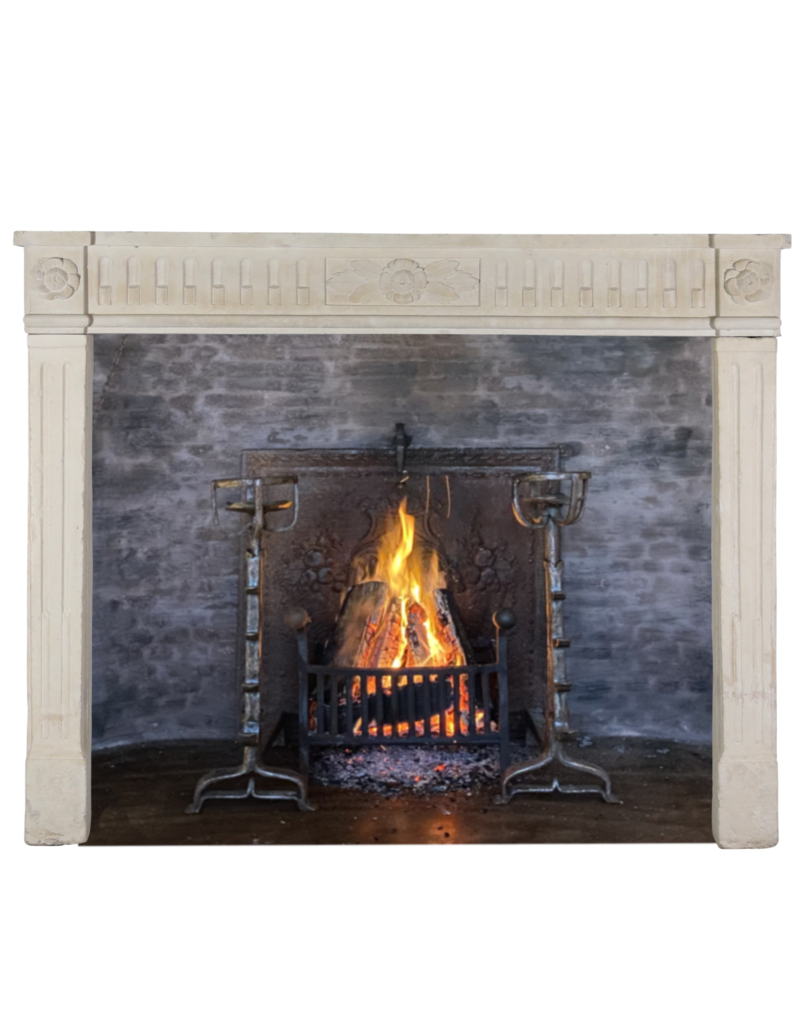 Elegant French Limestone Fireplace Surround