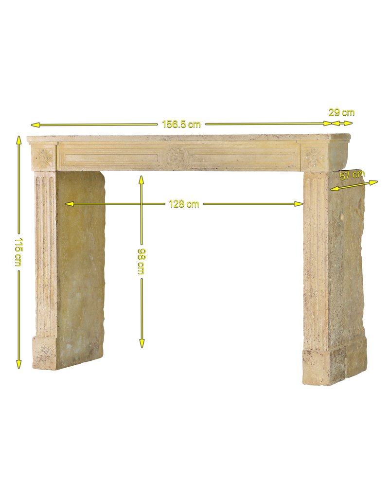 Rustic Classic Louis XVI Limestone Fireplace Surround