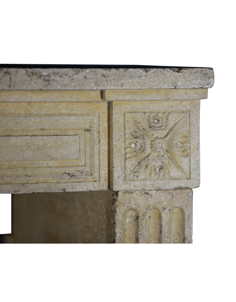 Rustic Classic Louis XVI Limestone Fireplace Surround