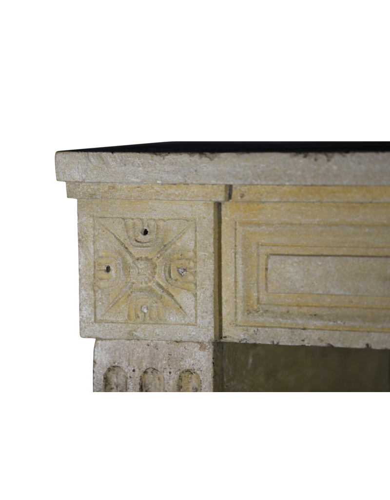 Rustic Classic Louis XVI Limestone Fireplace Surround